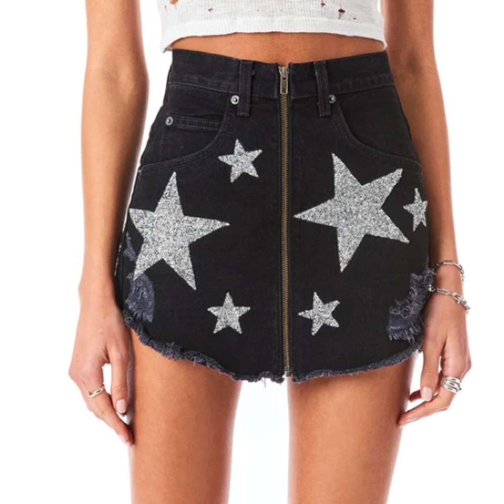 Carmar Denim LF Beatrice Rhine-stone Star Patch Denim Skirt